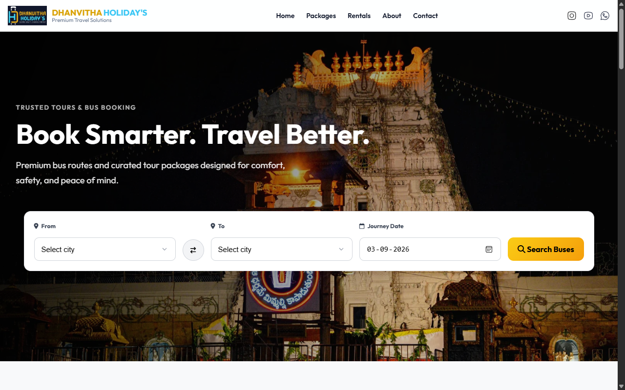 Dhanvitha Holidays Website Preview