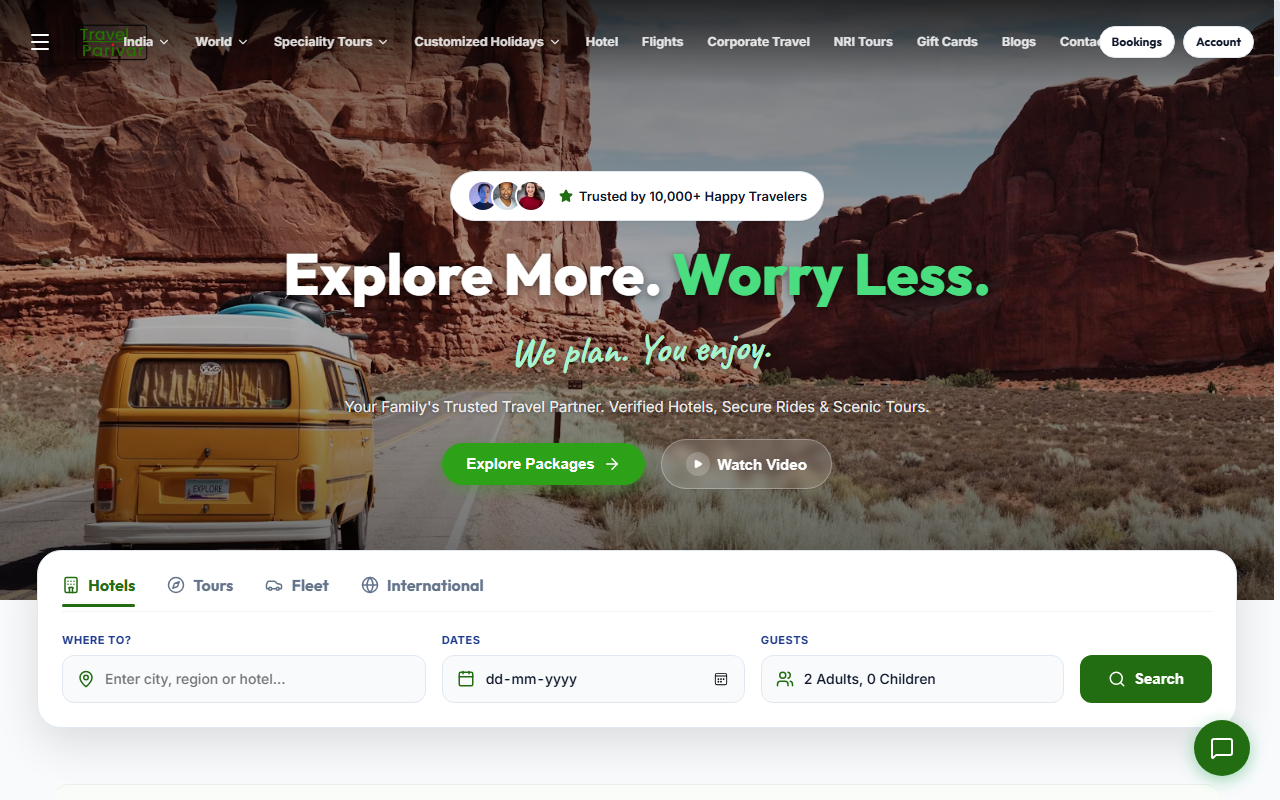 Travel Parivar Website Preview