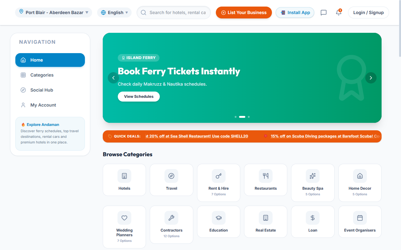 YourAndaman Directory Website Preview